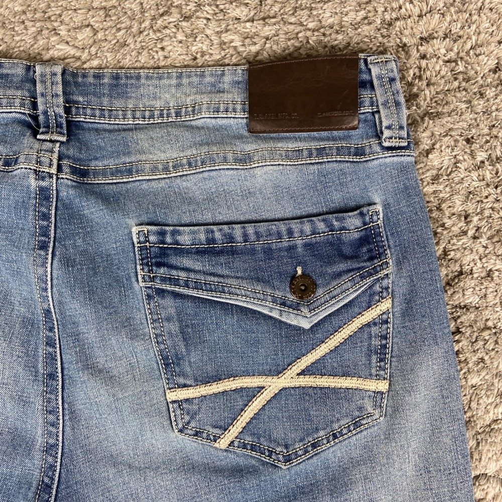 TK Axel Slim Boot Jeans Mens 40x32 Blue Denim Faded Casual Stretch Flap Pocket